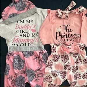 Baby Pink Floral and Heart Kids Set